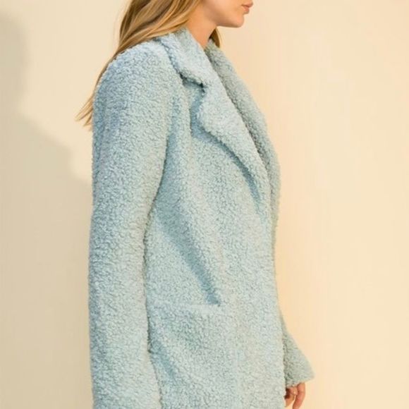 Light Blue Teddy Coat - Picture 4 of 7